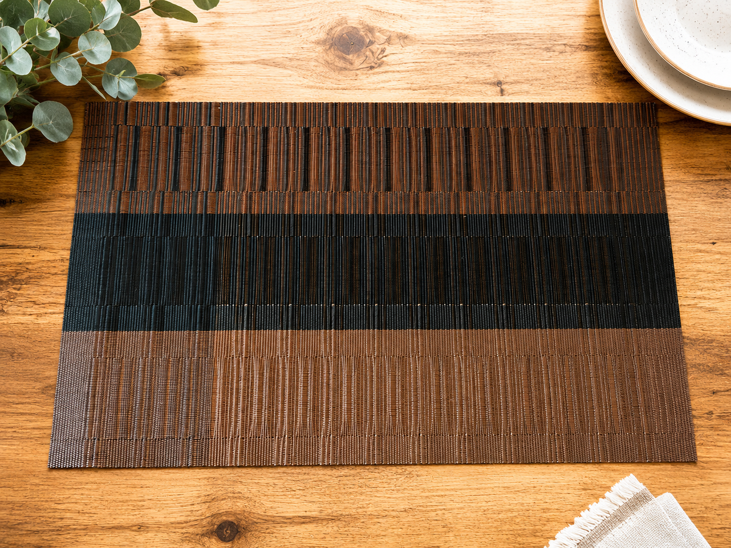6x Platzsets Tischsets Braun Schwarz Abwaschbar Hitzebeständig Essunterlagen