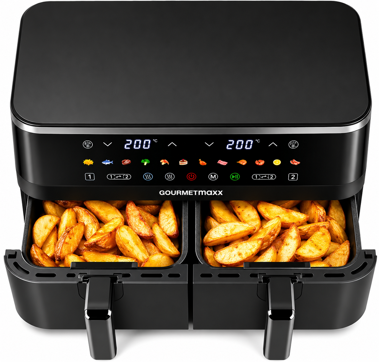 GOURMETmaxx Heißluftfritteuse Air Fryer 4,5L Doppelkammer Touch 12 Programme