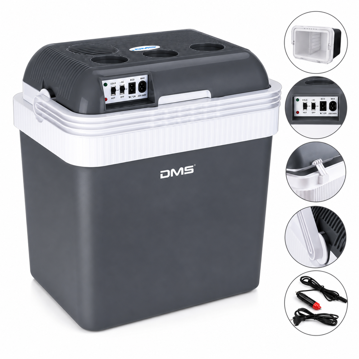 DMS Elektrische Kühlbox 25L 12V/24V Auto Camping Kühlbox Warmhaltefunktion