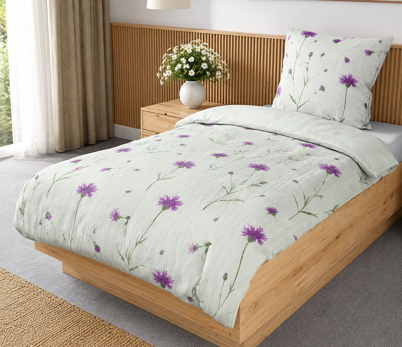 JERYMOOD Wendebettwäsche Baumwolle Jersey Frühlingswiese Einzelbett B-Ware
