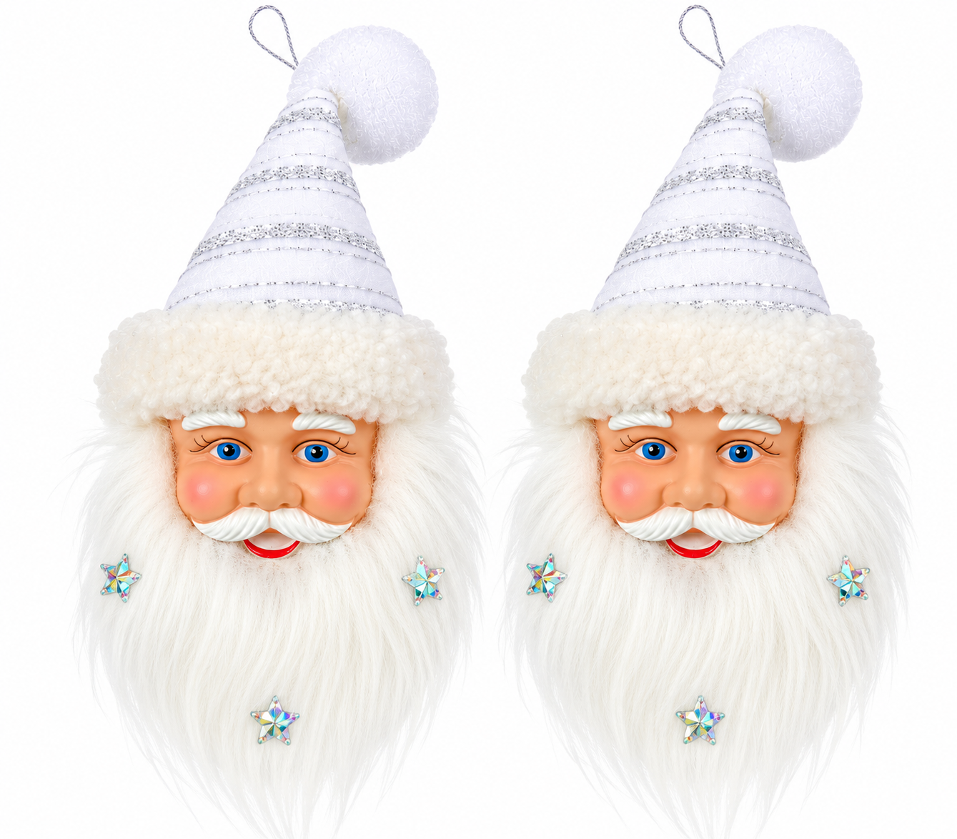 HEITMANN DECO Weihnachtsmann Anhänger Weiß Silber 14/17 cm Christbaumschmuck