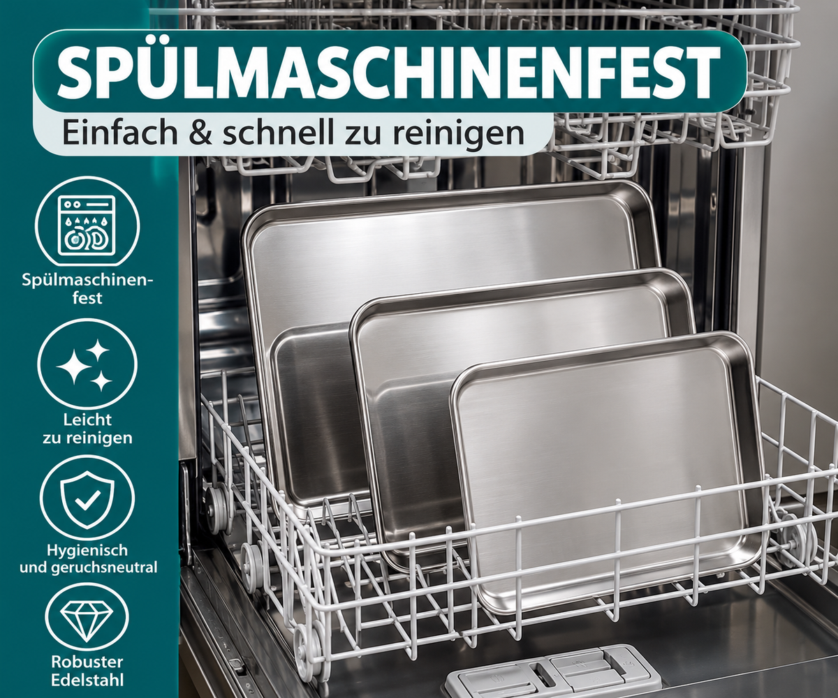 Navaris Edelstahl Backblech 3er Set Auflaufformen Ofenbleche Backformen