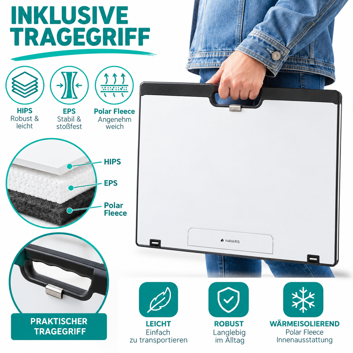 Navaris Laptoptisch Laptopunterlage Bett Couch 8 Stufen Laptopkissen Weiß