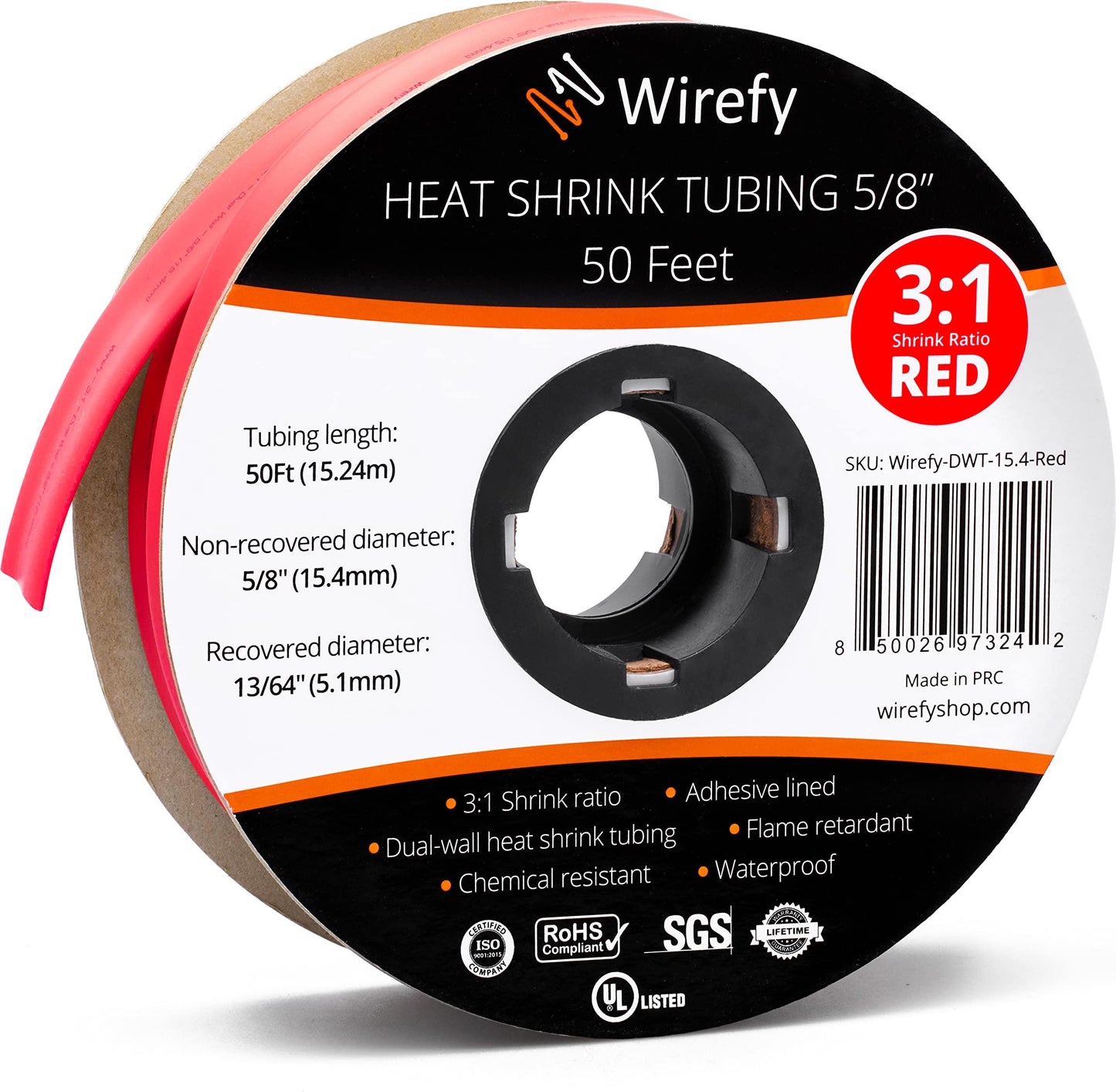 Wirefy Schrumpfschlauch Metrware mit Kleber 15m - 3:1 Schrumpfverhältnis, Doppelwandiger Schrumpfschlauch Wasserdicht - Heat Shrink Tube Set Rot Ø