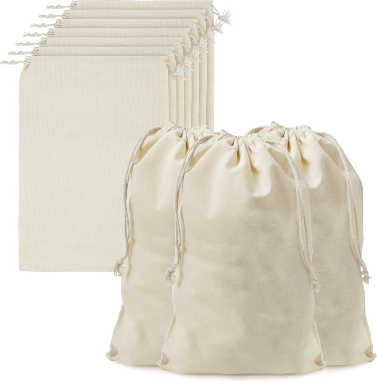 Belle Vous Baumwoll-Musselin-Taschen (10er Pack) - Kleiner Kordelzug-Beutel-Set - Jutebeutel für Kulturbeutel Produktaufbewahrung - wiederverwendbare
