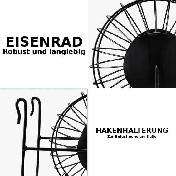 Navaris Heuraufe aus Eisen - Kaninchen Zubehör & Spielzeug - Nager Zubehör - Futterrad für Hasen - Schwarz