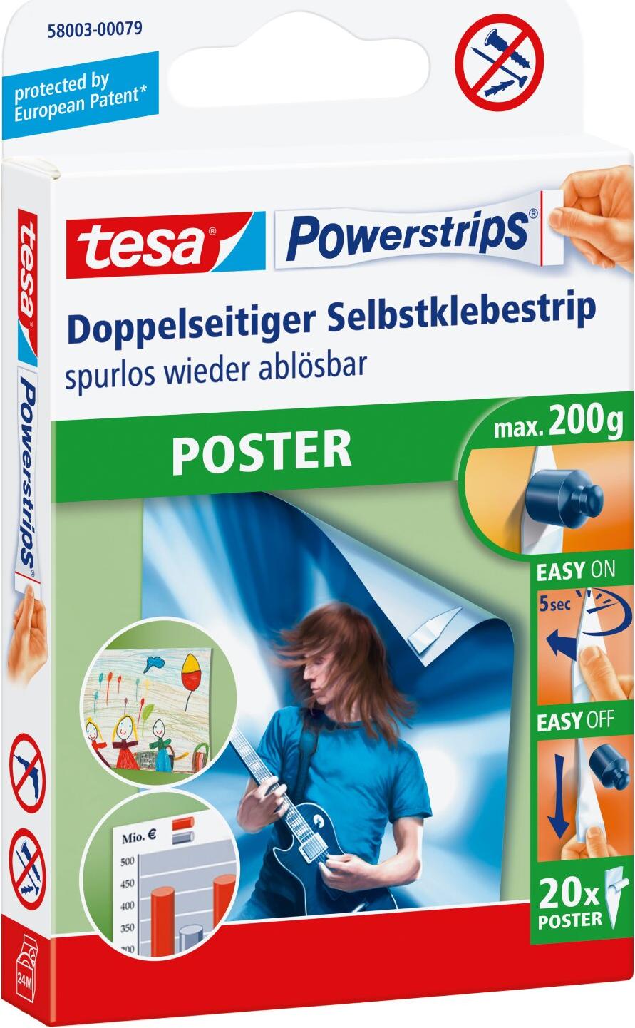 tesa Powerstrips® Poster, weiß, 20 Stck.