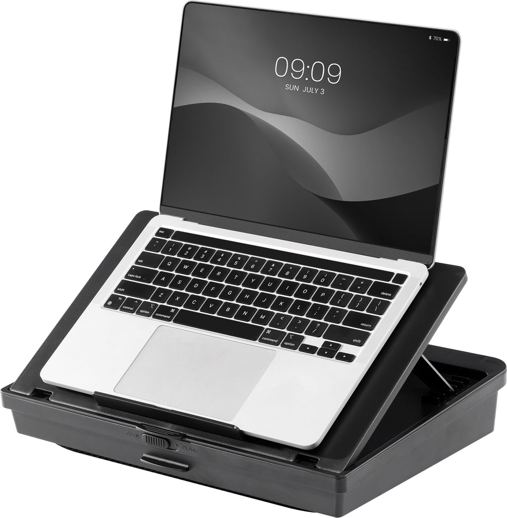 Navaris Laptopkissen Bett Couch Laptopständer Knietablett Stauraum Mauspad Schwarz 15,6 Zoll
