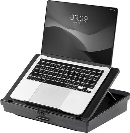 Navaris Laptopkissen Bett Couch Laptopständer Knietablett Stauraum Mauspad Schwarz 15,6 Zoll
