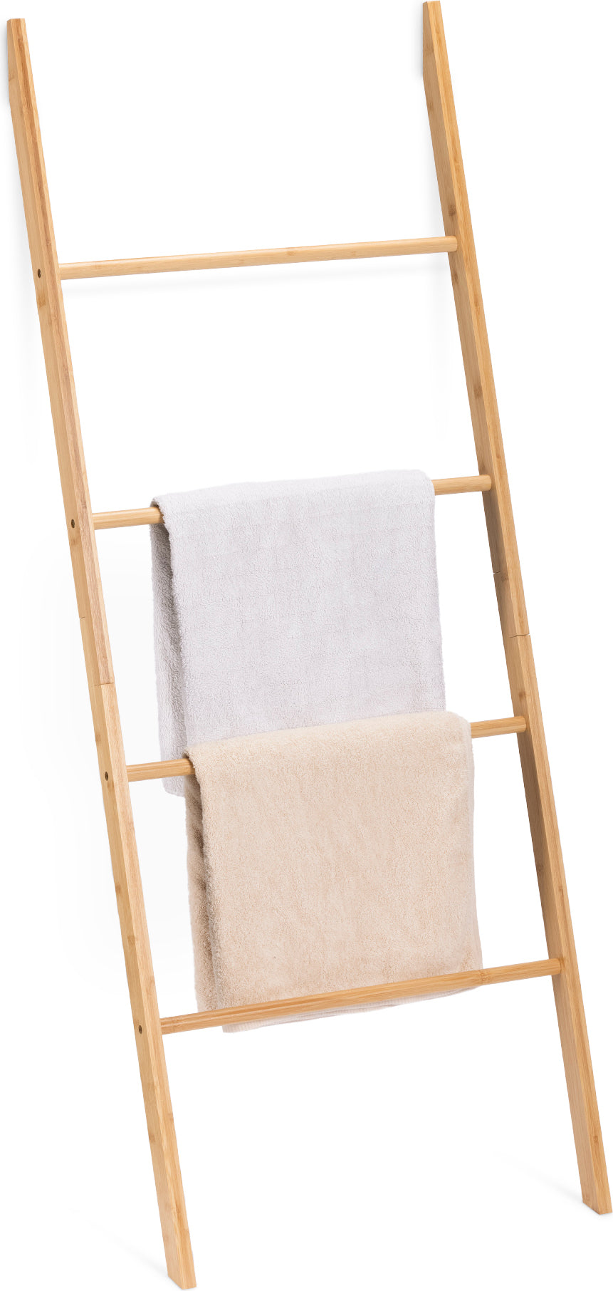 Navaris Handtuchleiter Holz Leiter aus Bambus - Bambusleiter für Handtücher Kleidung Accessoires - robuste Holzleiter für Bad Garderobe Schlafzimmer -