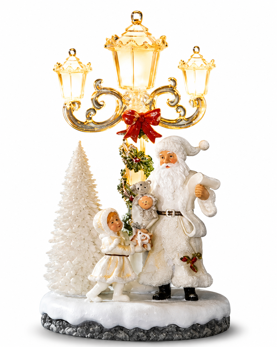 LUMIDA Xmas LED Laterne Kristall-Optik Timer warmweiß 30cm Weihnachtsmann