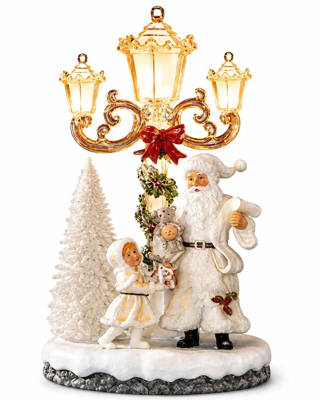 LUMIDA Xmas LED Laterne Kristall-Optik Timer warmweiß 30cm Weihnachtsmann