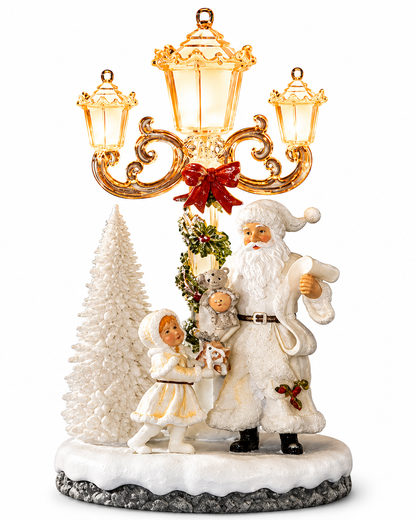 LUMIDA Xmas LED Laterne Kristall-Optik Timer warmweiß 30cm Weihnachtsmann
