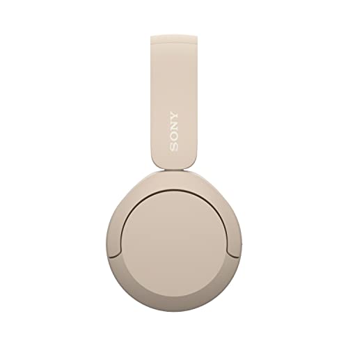 Sony WH-CH520 kabellose Bluetooth-On-Ear-Kopfhörer Hohe Klangqualität, leichtes Design, bis zu 50 Stunden Akkulaufzeit, Schnellladefunktion, EQ, klare Gesprächsqualität, kompatibel mit iOS & Android – Farbe: Beige.