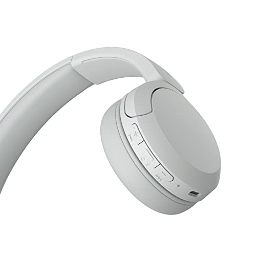 Sony WH-CH520 kabellose Bluetooth-On-Ear-Kopfhörer Hohe Klangqualität, leichtes Design, bis zu 50 Stunden Akkulaufzeit, Schnellladefunktion, EQ, klare Gesprächsqualität, kompatibel mit iOS & Android – Farbe: Beige.
