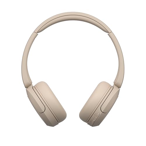Sony WH-CH520 kabellose Bluetooth-On-Ear-Kopfhörer Hohe Klangqualität, leichtes Design, bis zu 50 Stunden Akkulaufzeit, Schnellladefunktion, EQ, klare Gesprächsqualität, kompatibel mit iOS & Android – Farbe: Beige.