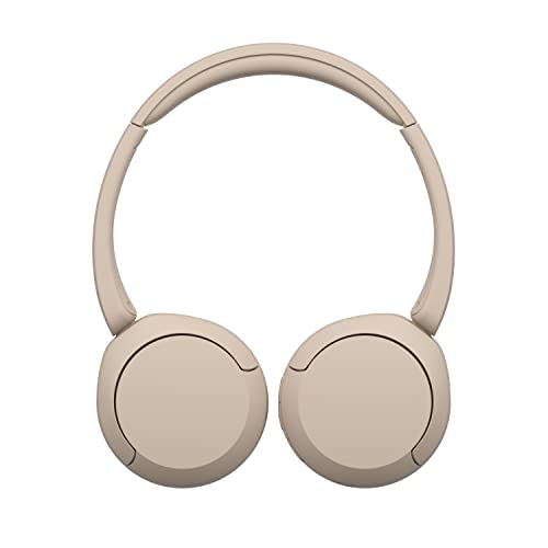 Sony WH-CH520 kabellose Bluetooth-On-Ear-Kopfhörer Hohe Klangqualität, leichtes Design, bis zu 50 Stunden Akkulaufzeit, Schnellladefunktion, EQ, klare Gesprächsqualität, kompatibel mit iOS & Android – Farbe: Beige.