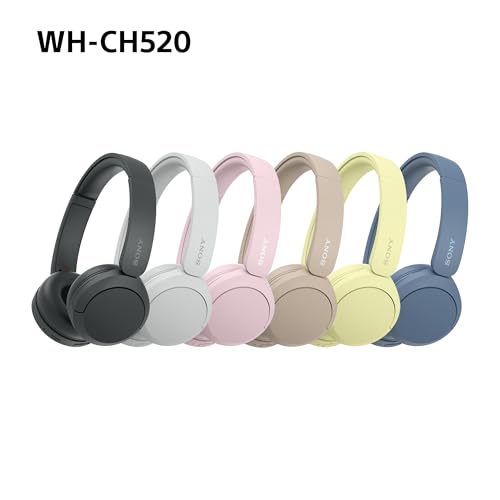 Sony WH-CH520 kabellose Bluetooth-On-Ear-Kopfhörer Hohe Klangqualität, leichtes Design, bis zu 50 Stunden Akkulaufzeit, Schnellladefunktion, EQ, klare Gesprächsqualität, kompatibel mit iOS & Android – Farbe: Beige.
