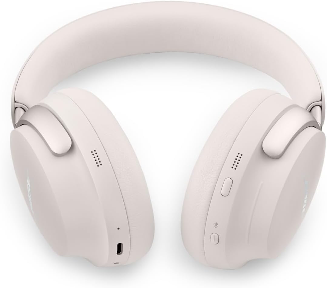 Bose QuietComfort Ultra Kopfhörer Over-Ear-Kopfhörer mit Geräuschunterdrückung für räumlichen Klang, Spatial-Audio-Kopfhörer, bis zu 24 Stunden Akkulaufzeit, High-End-Kopfhörer mit Raumklang, Farbe: Smoke White.