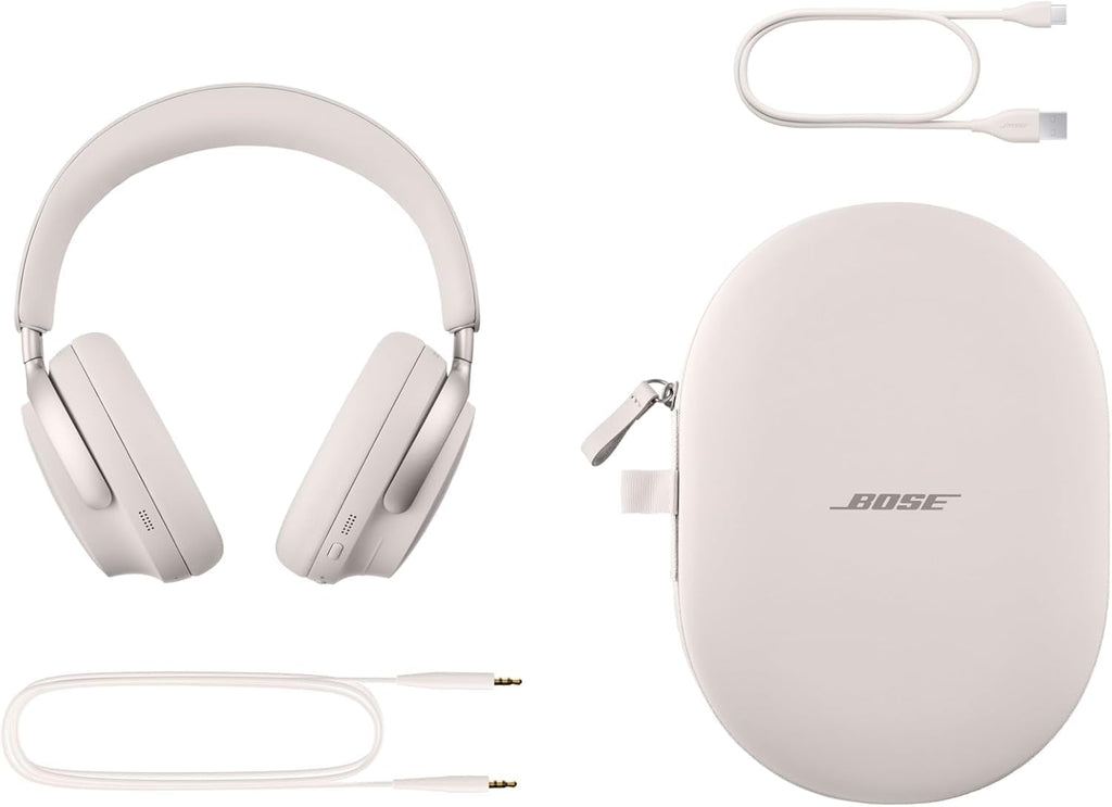 Bose QuietComfort Ultra Kopfhörer Over-Ear-Kopfhörer mit Geräuschunterdrückung für räumlichen Klang, Spatial-Audio-Kopfhörer, bis zu 24 Stunden Akkulaufzeit, High-End-Kopfhörer mit Raumklang, Farbe: Smoke White.