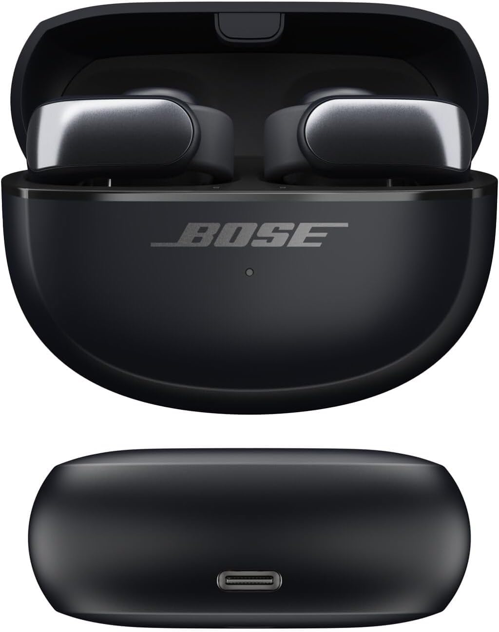 Bose Ultra Open Earbuds Mit Bluetooth und OpenAudio-Technologie, Clip-On-Kopfhörer, kabellose Open-Ear-Ohrhörer, immersives Audio, bis zu 48 Stunden Akkulaufzeit, Farbe: Schwarz.