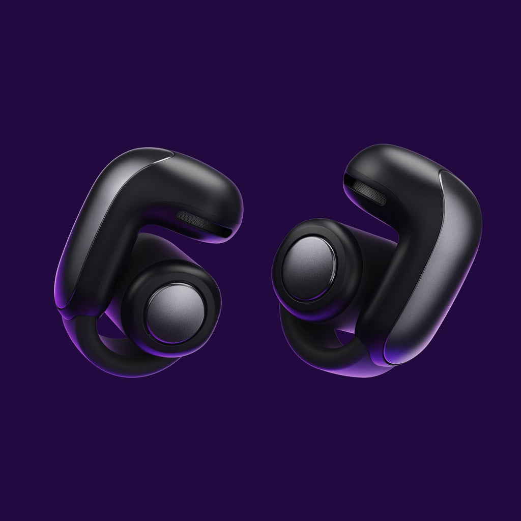 Bose Ultra Open Earbuds Mit Bluetooth und OpenAudio-Technologie, Clip-On-Kopfhörer, kabellose Open-Ear-Ohrhörer, immersives Audio, bis zu 48 Stunden Akkulaufzeit, Farbe: Schwarz.