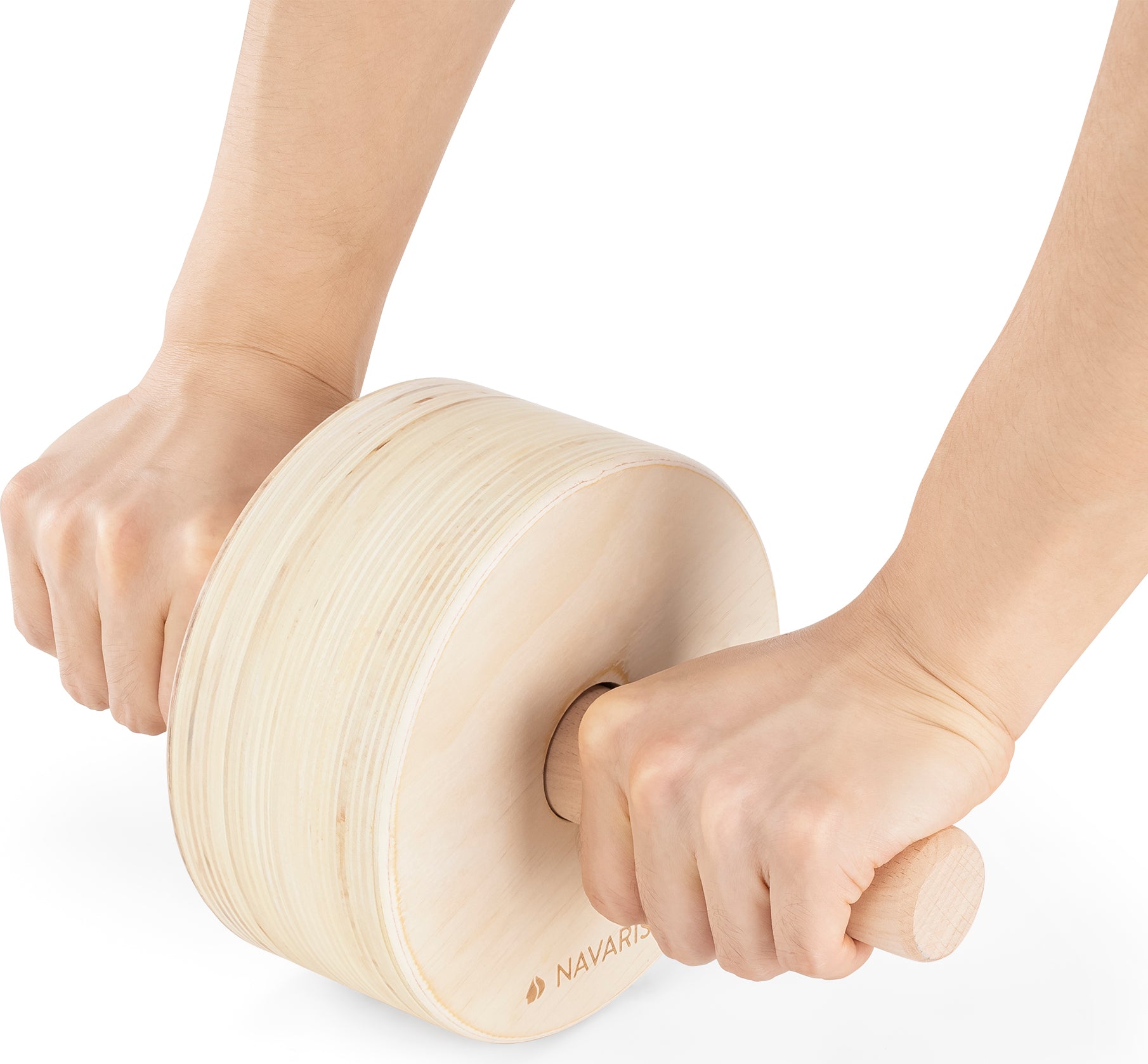 Navaris Bauchroller Bauchmuskeltrainer aus 100% Holz - Ab Roller Ab Wheel zur Stärkung der Bauchmuskulatur - Bauchtrainer für Oberkörpertraining