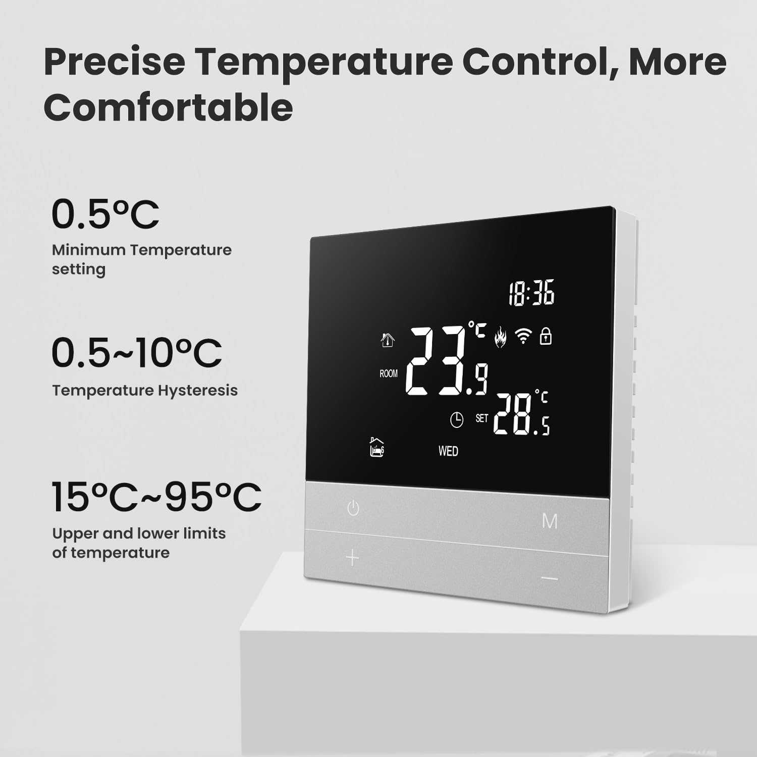 AVATTO Thermostat for Electric Underfloor Heating, Smart WiFi Thermostat Programmable Room Thermostat Compatible with Alexa, Google Home, Voice Control and Smart Life App Remote Control, 2.4 GHz WLAN