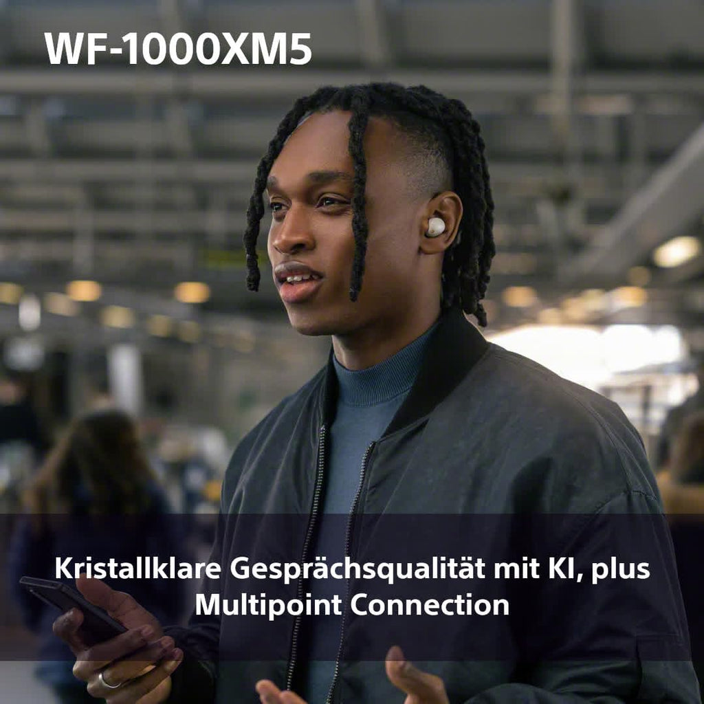 Sony WF-1000XM5 kabellose Noise-Cancelling-Kopfhörer Bluetooth, In-Ear-Kopfhörer mit Mikrofon, bis zu 24 Stunden Akkulaufzeit, Schnellladefunktion, IPX4-Schutz, kompatibel mit iOS & Android – Farbe: Schwarz, Größe: Small.
