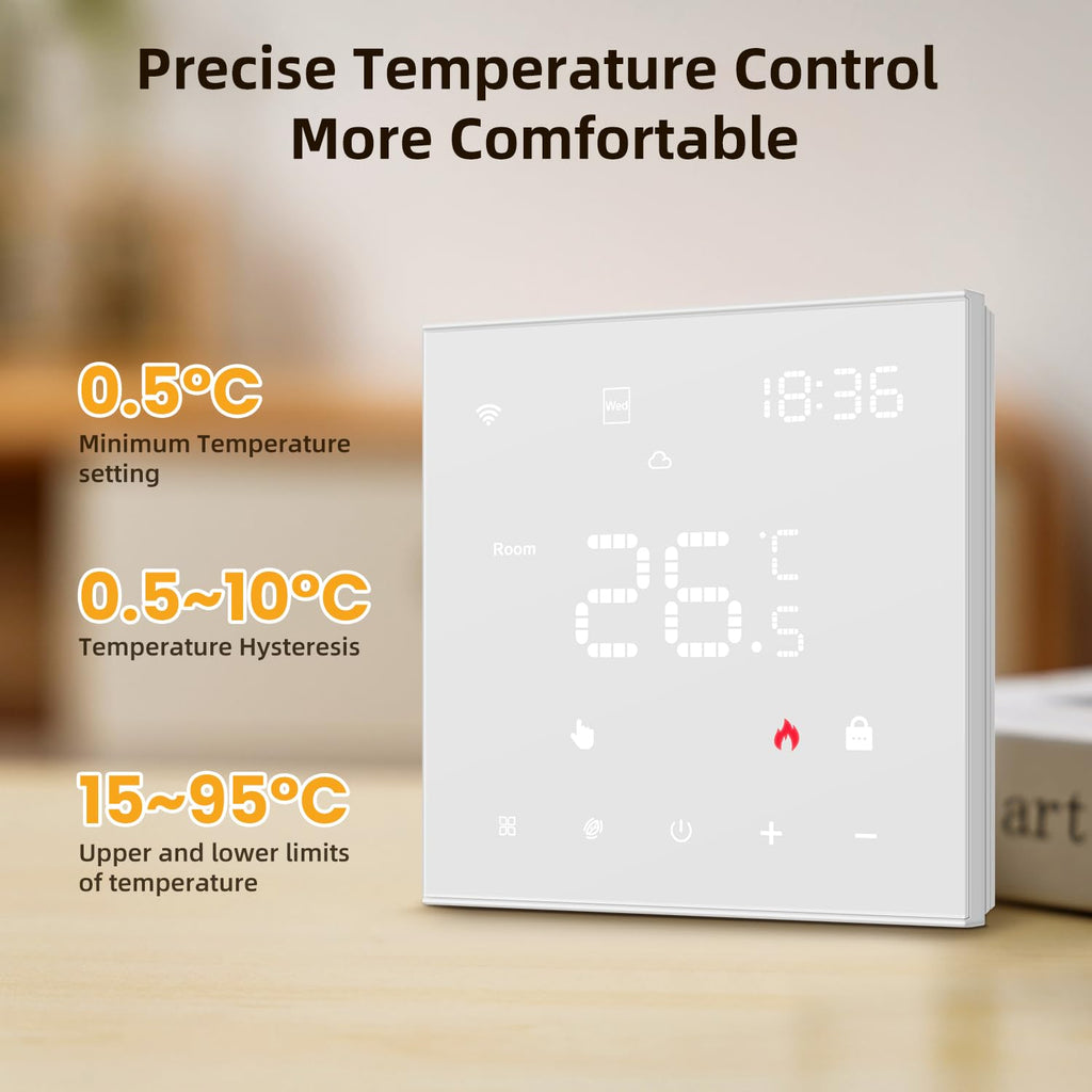 AVATTO Thermostat for Electric Underfloor Heating, Smart WiFi Thermostat Programmable Room Thermostat Compatible with Alexa, Google Home, Voice Control and Smart Life App Remote Control, 2.4 GHz WLAN