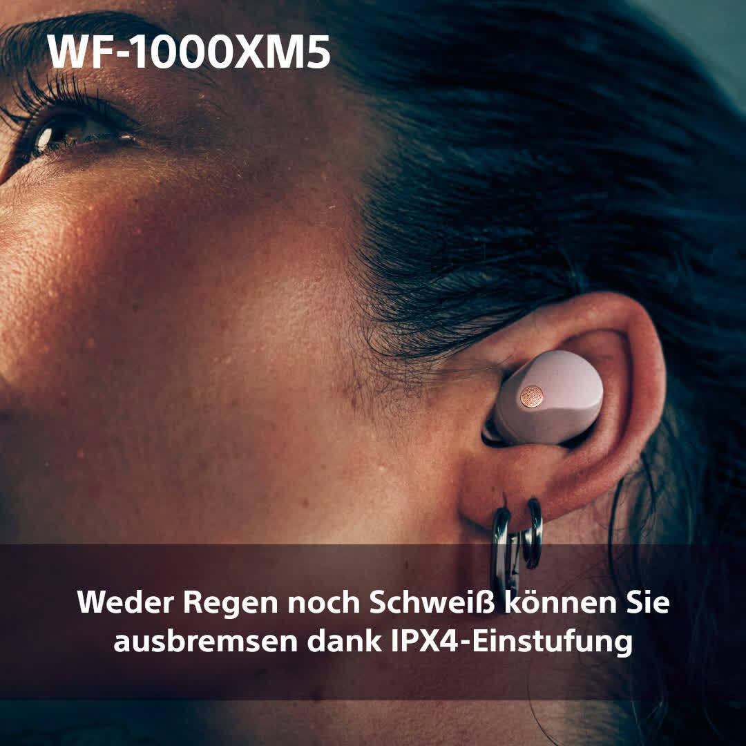 Sony WF-1000XM5 kabellose Noise-Cancelling-Kopfhörer Bluetooth, In-Ear-Kopfhörer mit Mikrofon, bis zu 24 Stunden Akkulaufzeit, Schnellladefunktion, IPX4-Schutz, kompatibel mit iOS & Android – Farbe: Schwarz, Größe: Small.