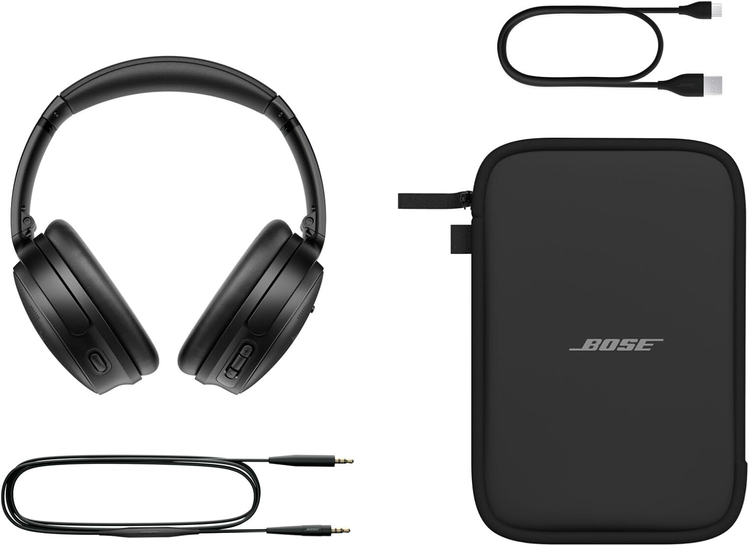 Bose QuietComfort SC kabellose Kopfhörer Mit Mikrofon und Geräuschunterdrückung, Bluetooth-Over-Ear-Kopfhörer mit Noise Cancelling, bis zu 24 Stunden Akkulaufzeit, mit Softcase, Farbe: Schwarz.