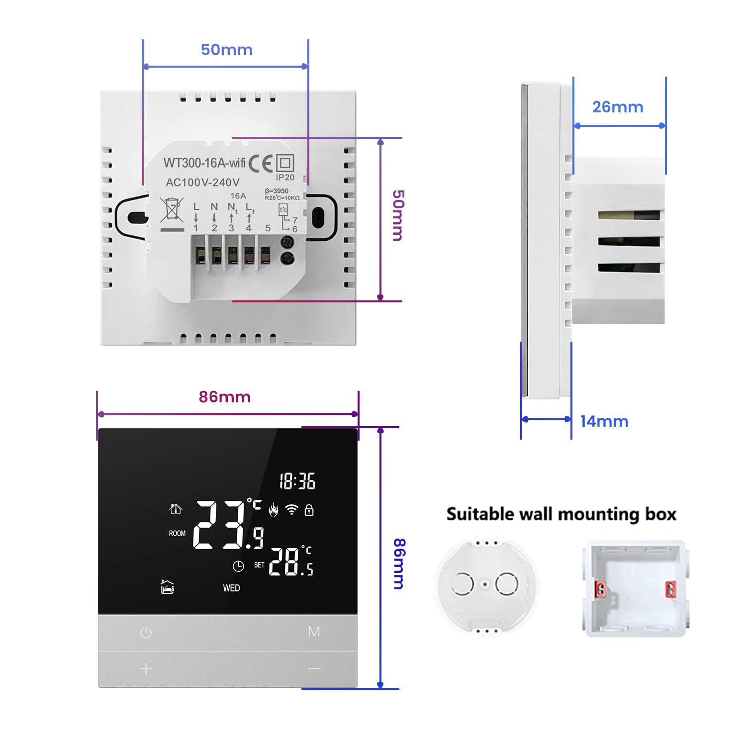 AVATTO Thermostat for Electric Underfloor Heating, Smart WiFi Thermostat Programmable Room Thermostat Compatible with Alexa, Google Home, Voice Control and Smart Life App Remote Control, 2.4 GHz WLAN