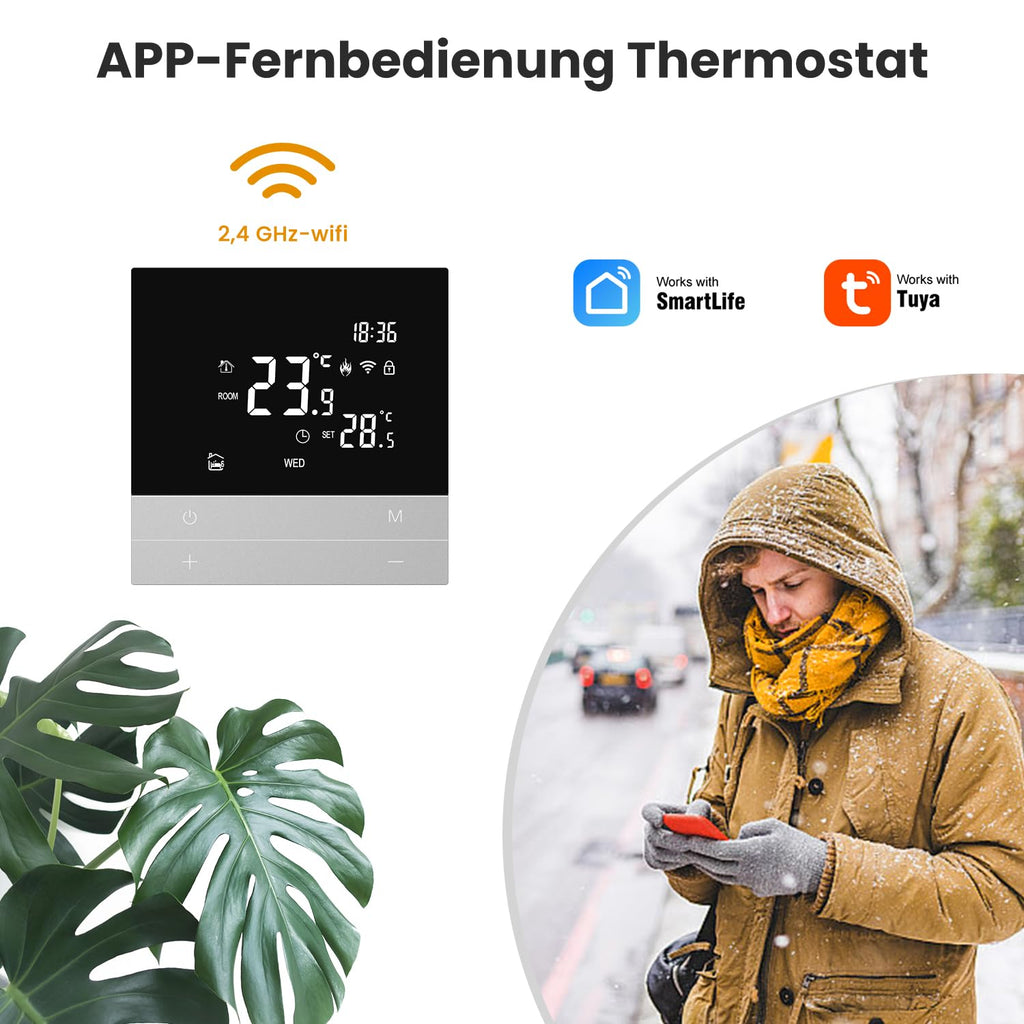 AVATTO Thermostat for Electric Underfloor Heating, Smart WiFi Thermostat Programmable Room Thermostat Compatible with Alexa, Google Home, Voice Control and Smart Life App Remote Control, 2.4 GHz WLAN