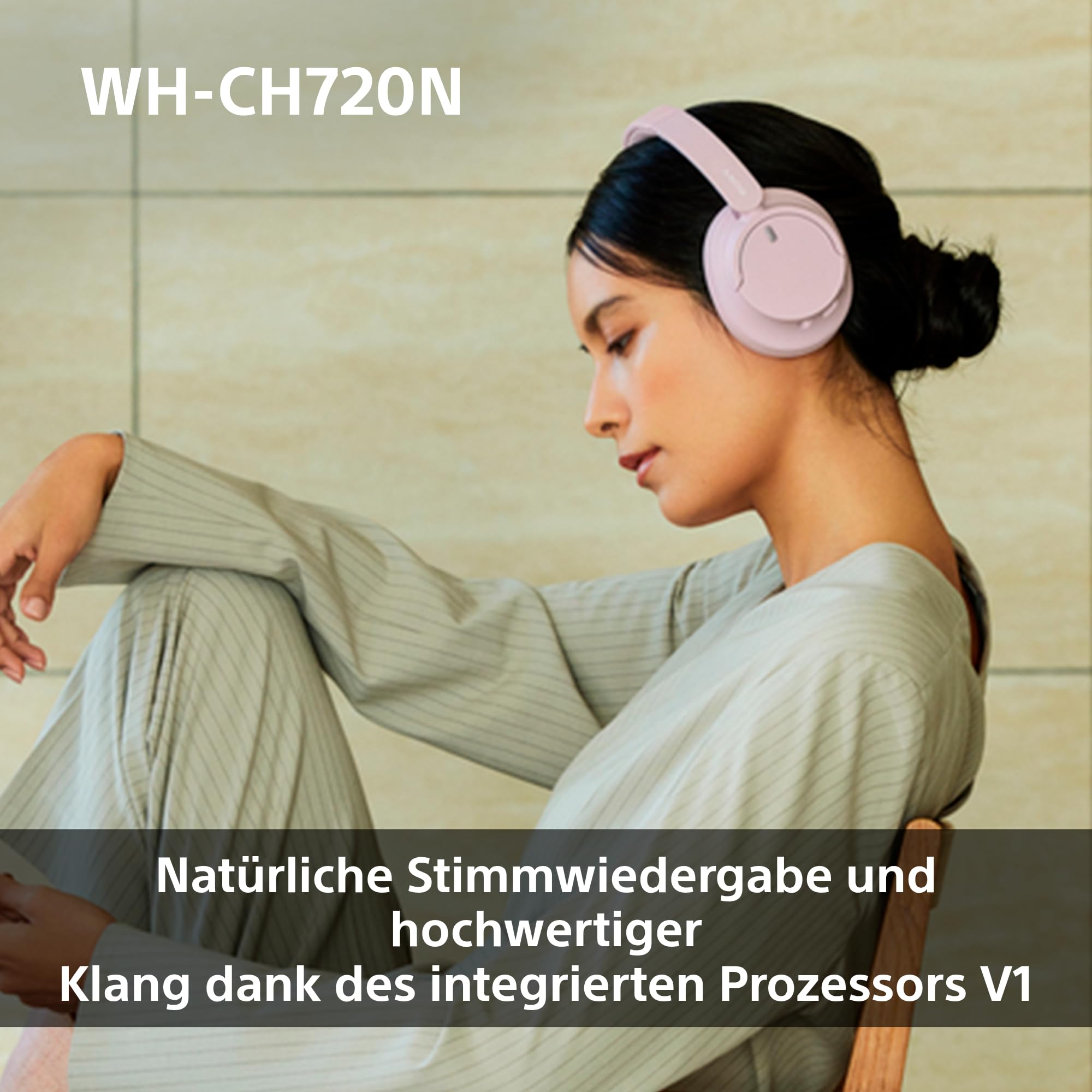 Sony WH-CH720N kabellose Bluetooth-Kopfhörer Mit Geräuschunterdrückung, bis zu 35 Stunden Akkulaufzeit und Schnellladefunktion, Farbe: Schwarz.