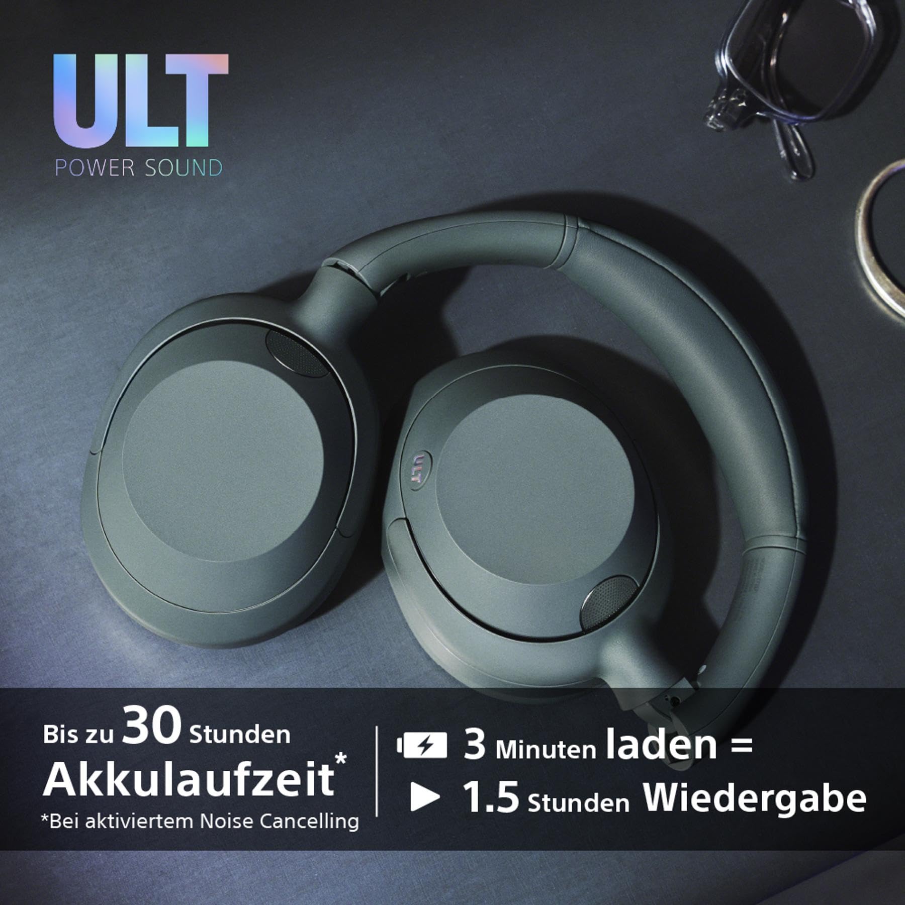 Sony ULT WEAR kabellose Kopfhörer Mit Geräuschunterdrückung, ULT Power Sound, ultimativem tiefen Bass, gleichem Prozessor wie WH-1000XM5, klare Anrufqualität, 30 Stunden Akkulaufzeit, kompatibel mit iOS und Android – Farbe: Weiß.