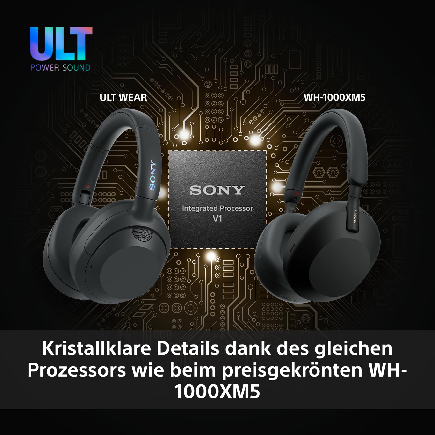 Sony ULT WEAR kabellose Kopfhörer Mit Geräuschunterdrückung, ULT Power Sound, ultimativem tiefen Bass, gleichem Prozessor wie WH-1000XM5, klare Anrufqualität, 30 Stunden Akkulaufzeit, kompatibel mit iOS und Android – Farbe: Weiß.