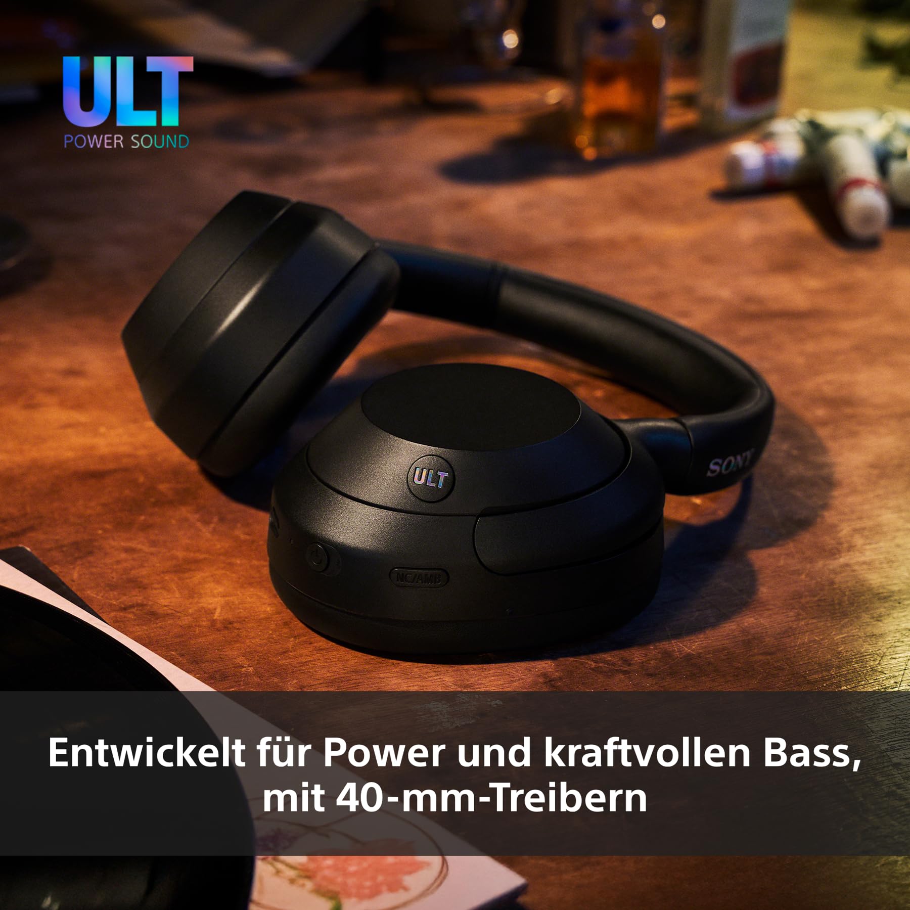 Sony ULT WEAR kabellose Kopfhörer Mit Geräuschunterdrückung, ULT Power Sound, ultimativem tiefen Bass, gleichem Prozessor wie WH-1000XM5, klare Anrufqualität, 30 Stunden Akkulaufzeit, kompatibel mit iOS und Android – Farbe: Weiß.