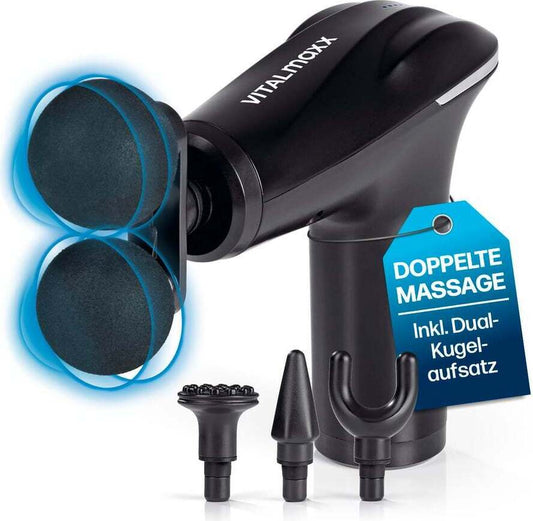 VITALmaxx Massage Gun - 6 Leistungsstufen & 4 Aufsätze inkl. Dual-Kugelaufsatz - Pflegezubehör, Pflegebedarf, Pflege für die persönliche Pflegeroutine