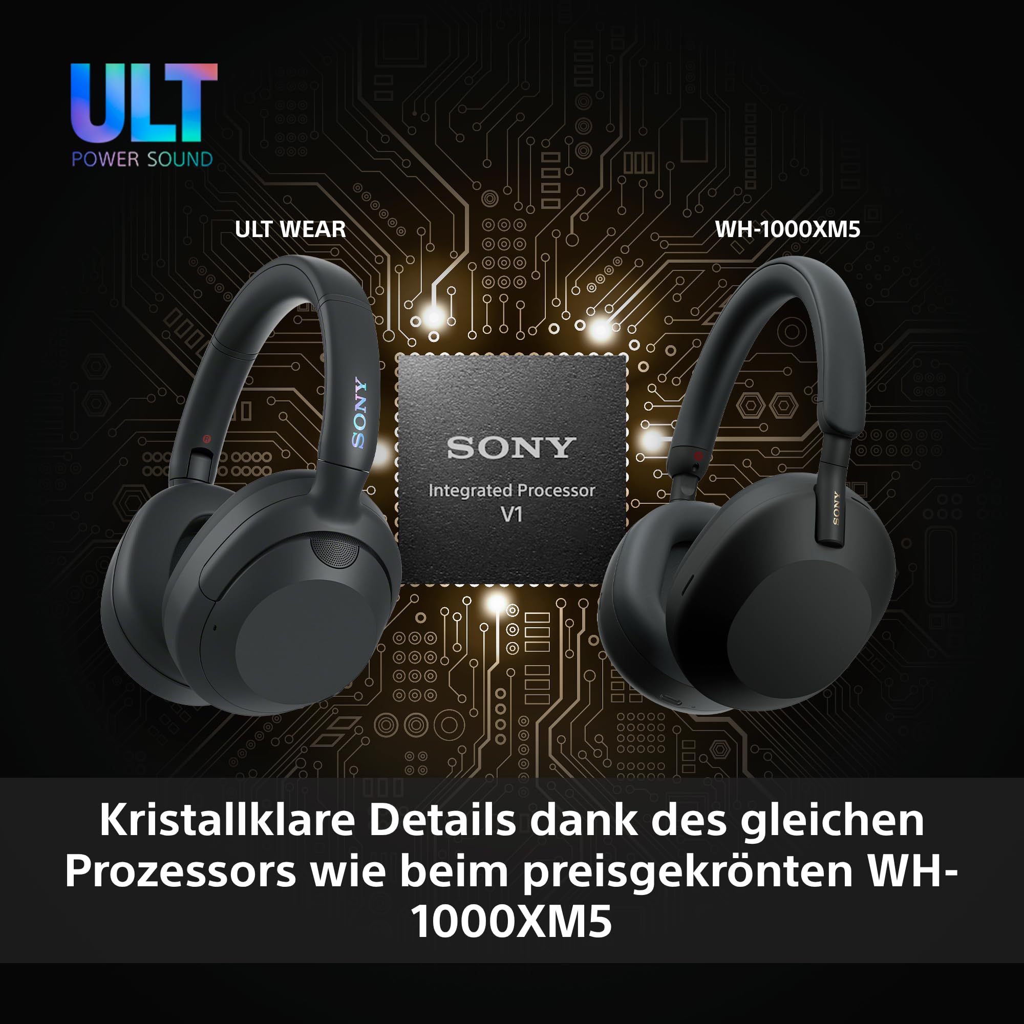 Sony ULT WEAR kabellose Kopfhörer Mit Geräuschunterdrückung, ULT Power Sound, ultimativem tiefen Bass, gleichem Prozessor wie WH-1000XM5, klare Anrufqualität, 30 Stunden Akkulaufzeit, kompatibel mit iOS und Android – Farbe: Weiß.