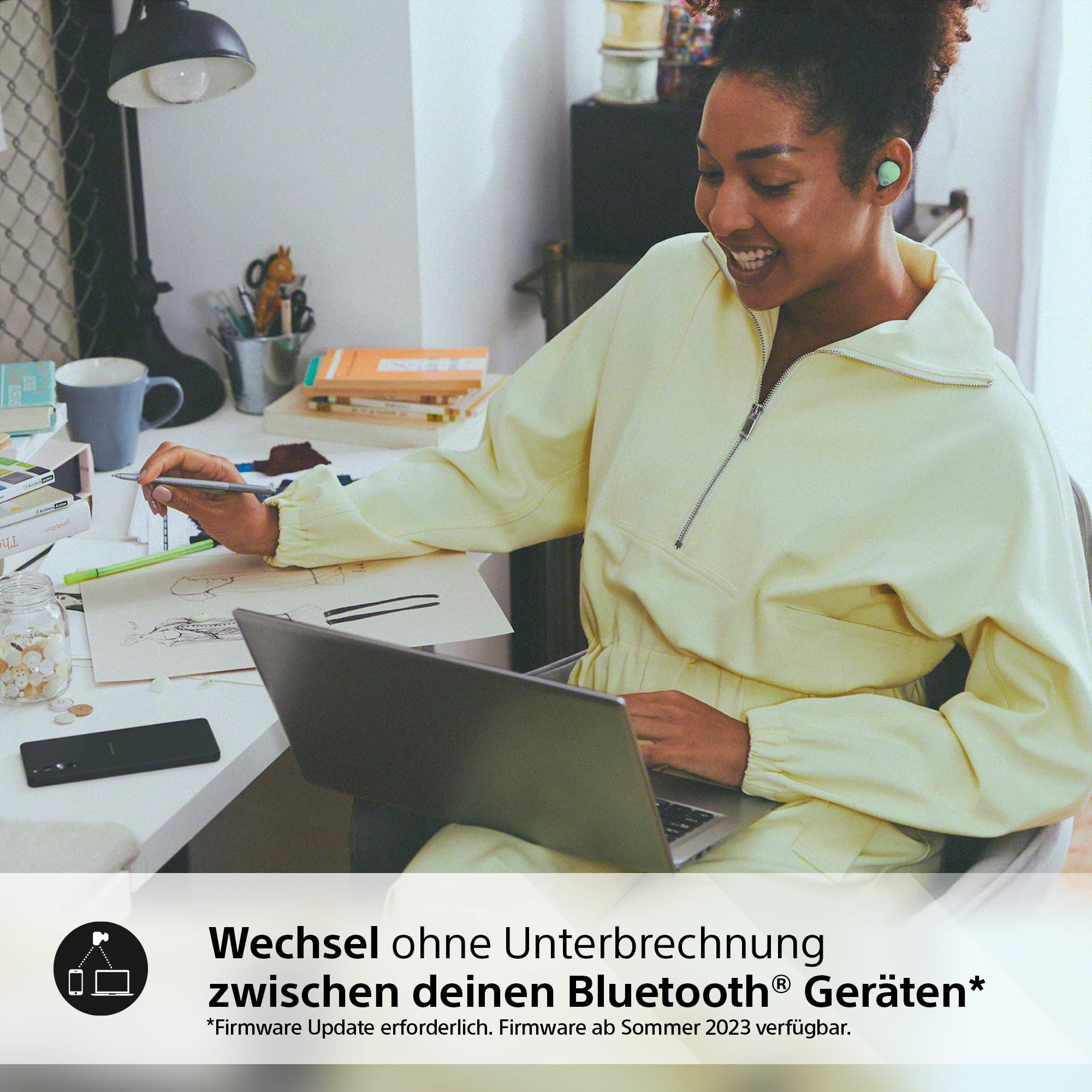 Sony WF-C700N kabellose Bluetooth-Kopfhörer (Klein, leicht, Bluetooth-Multipoint-Verbindung, IPX4-Schutz, bis zu 20 Stunden Akkulaufzeit, Schnellladefunktion, kompatibel mit iOS & Android), Farbe: Lavendel.