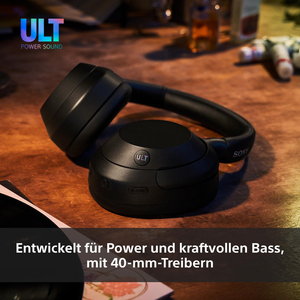 Sony ULT WEAR kabellose Kopfhörer Mit Geräuschunterdrückung, ULT Power Sound, ultimativem tiefen Bass, gleichem Prozessor wie WH-1000XM5, klare Anrufqualität, 30 Stunden Akkulaufzeit, kompatibel mit iOS und Android – Farbe: Weiß.