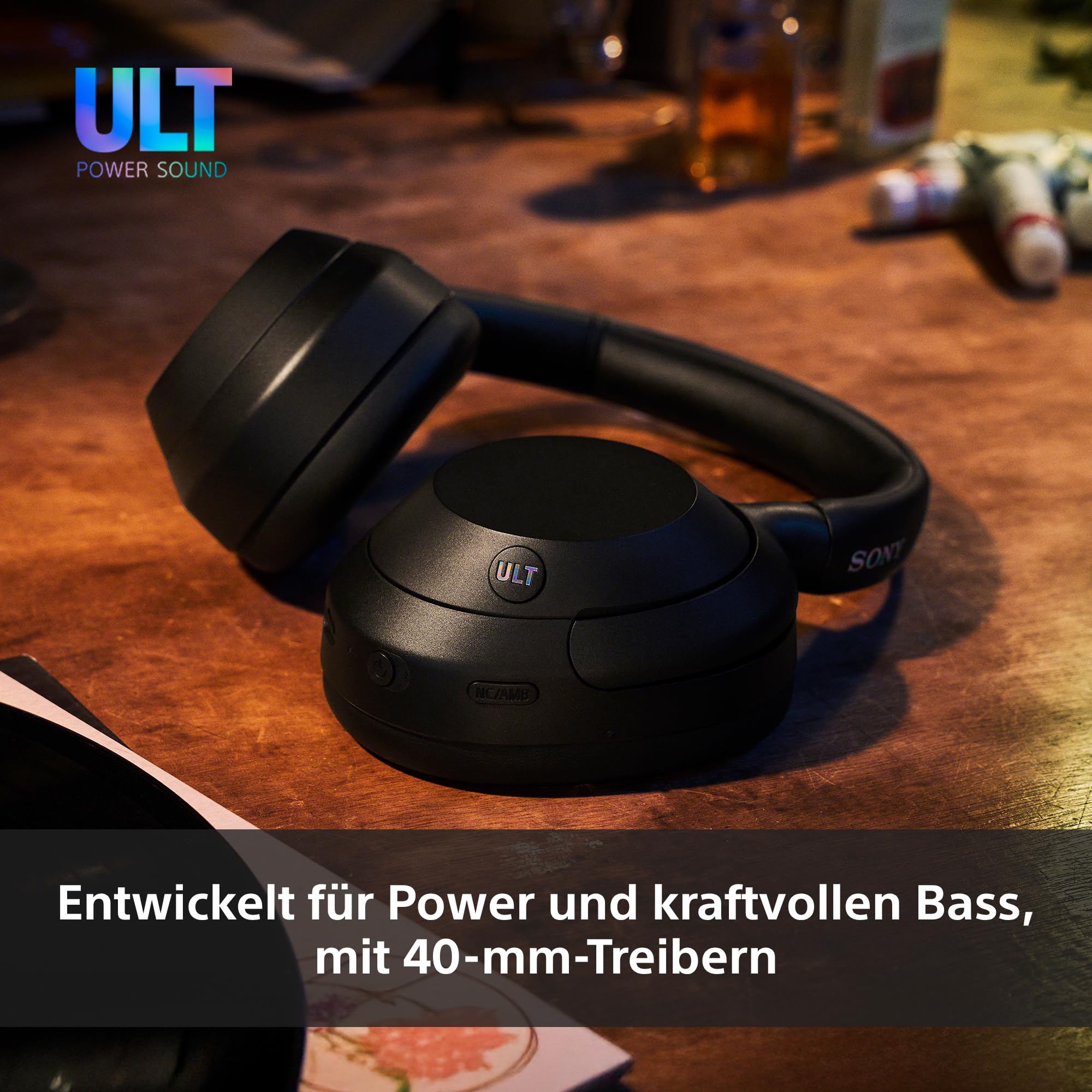Sony ULT WEAR kabellose Kopfhörer Mit Geräuschunterdrückung, ULT Power Sound, ultimativem tiefen Bass, gleichem Prozessor wie WH-1000XM5, klare Anrufqualität, 30 Stunden Akkulaufzeit, kompatibel mit iOS und Android – Farbe: Weiß.