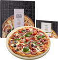 GOURMEO Pizzastein Cordierit rund - Durchmesser 35cm - Pizzastein für Backofen Grill Gasgrill - Pizza Stein - Steinplatte - Resistent gegen hohe