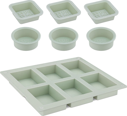 Navaris Seifenformen Set aus Silikon - 12x Silikonform für Seife - Formen für Seifen Lotion Bars Badebomben - eckig und rund - Seifenform Mint Grün