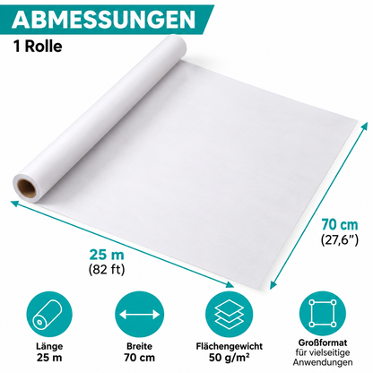 Tritart Transparentpapier Rolle 70cm x 25m 50g Pauspapier Schnittmusterpapier