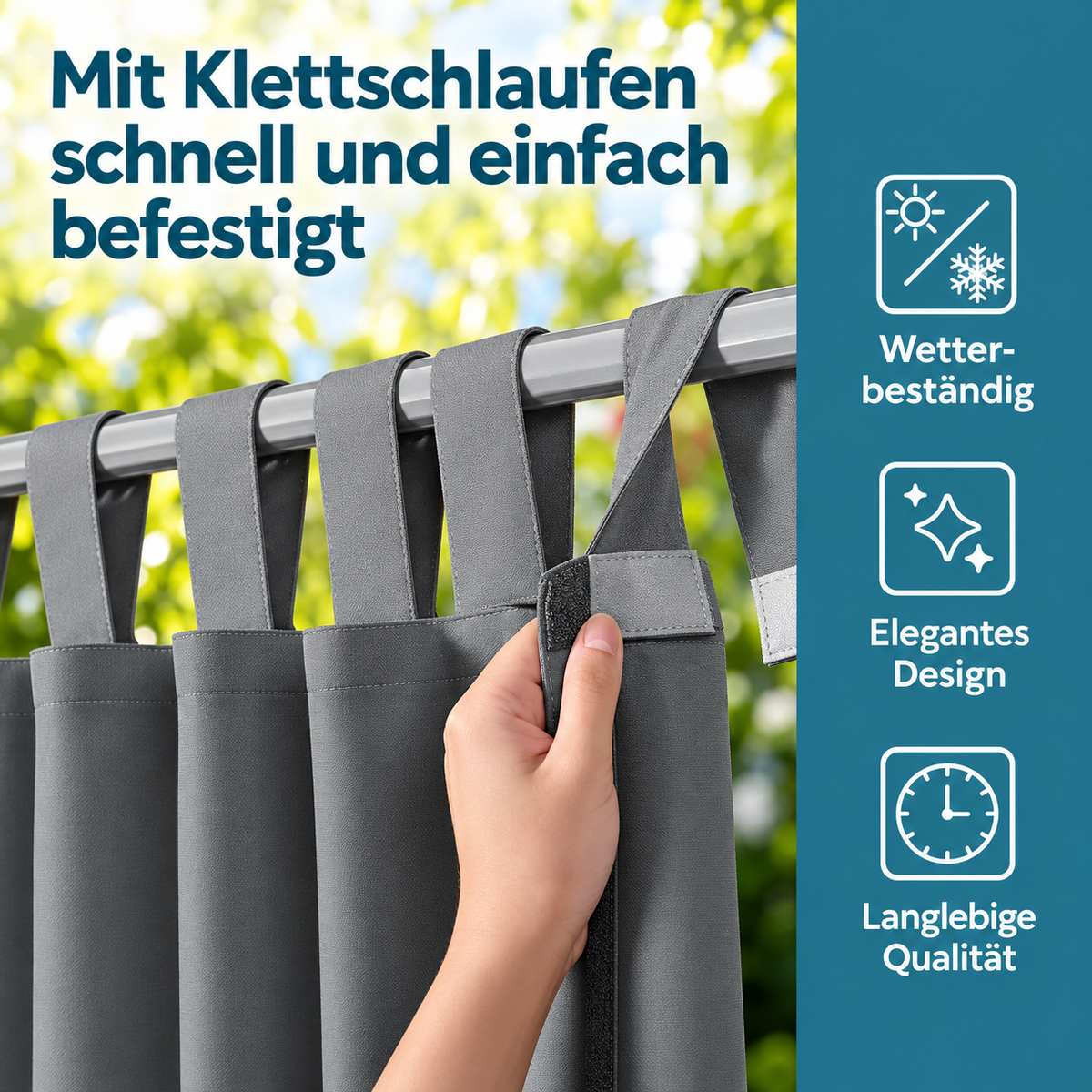 JEMIDI Outdoor Vorhang 210x260 cm Anthrazit wasserdicht Ösen Balkon Terrasse