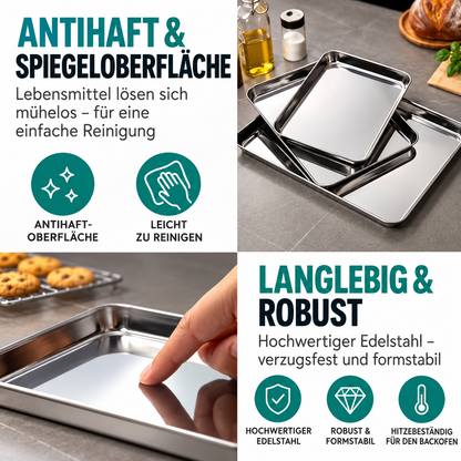 Navaris Edelstahl Backblech 3er Set Auflaufformen Ofenbleche Backformen
