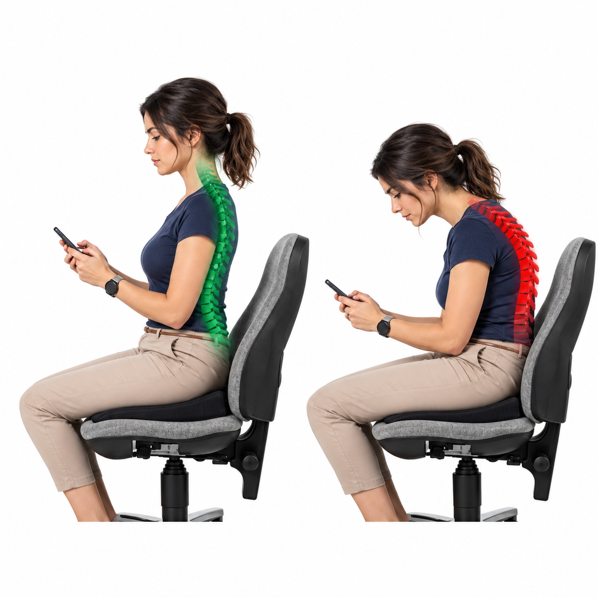 Keilkissen Sitzkissen 37x37x8 cm Schwarz Büro Auto Verbundschaum Bezug waschbar