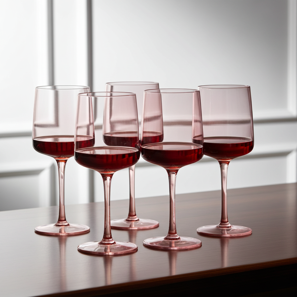Navaris rosa getönte Weingläser 4er-Set - Farbige Weingläser mit Stiel - Stilvolle Design-Glaswaren zum Servieren von Wein Cocktails Desserts